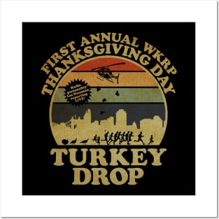 White First Anual Turkey Drop Retro Posters and Art